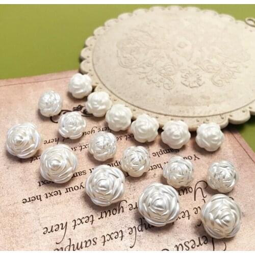 White rose show and retro playful imitation pearl flower bead jewelry earrings hair accessories material
