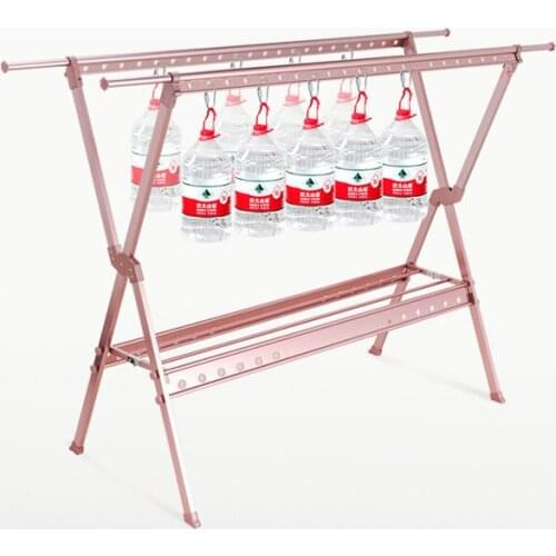 Clothes rail balcony telescopic cool hanger drying quilt rack indoor and outdoor household folding drying rack floor double pole