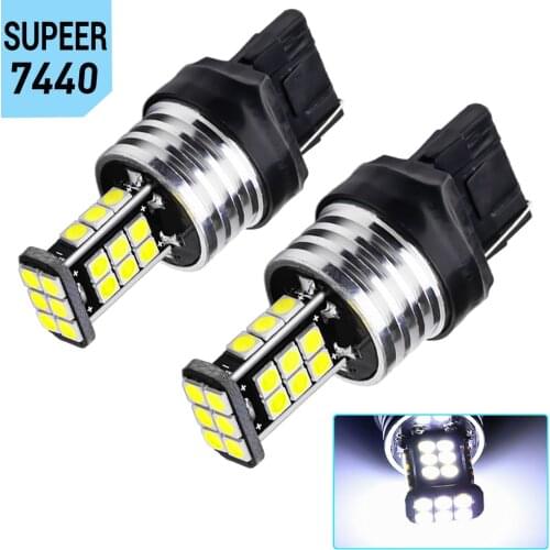 2Pcs T20 7440 7443 LED Bulb WY21W W21W W21/5W LED for Car Parking Brake Reverse Light DRL Auto Signal Lamp 12V 6000K White