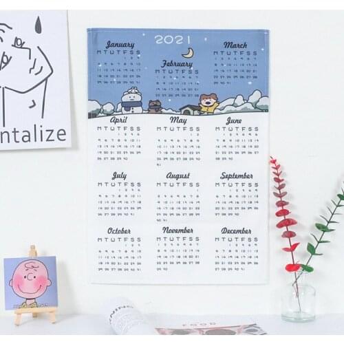 Room Decoration Color Decoration Illustration Style 2021 Calendar Hanging Cloth Small Group Simple Decorative Calendar