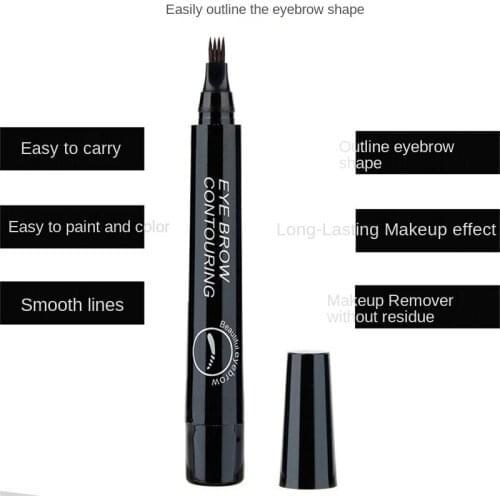 5 Colors Eyebrow Pen Waterproof 4 Fork Tip Eyebrow Tattoo Pencil Long Lasting Natural Dark Brown Liquid Eye Brow Pencil