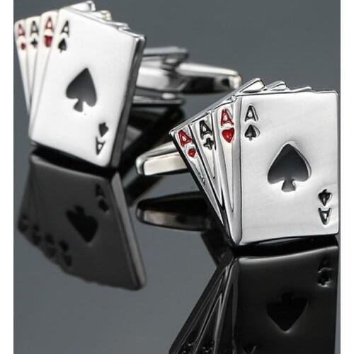 High quality 4A Cufflinks new fashion jewelry playing card Cufflinks God of gamblers business shirt suit pin badge gift
