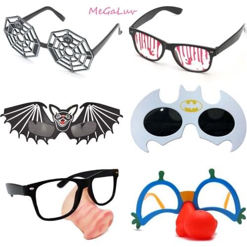 Halloween Funny Glasses Horns Clown Smiley Red Nose Glasses Halloween Party Tricky Props Demon Children Adult Decoration