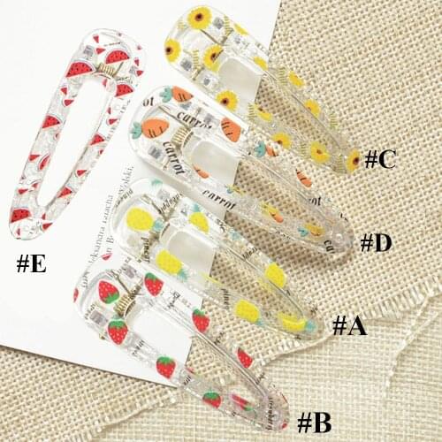 New Kids Fruit Transparent Hairpins Waterdrop Hair Clip Girls Cute Children Girls Cute Cartoon Hair Clips Hair Accessories