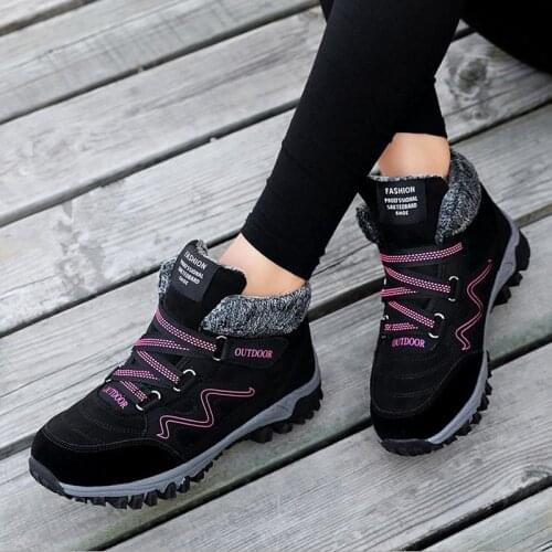 2020 Winter boots Women Boots Keep Warm With Fur Outdoor waterproof Snow Boots Sneakers Travel Short Plush Hiking Shoes 35-42