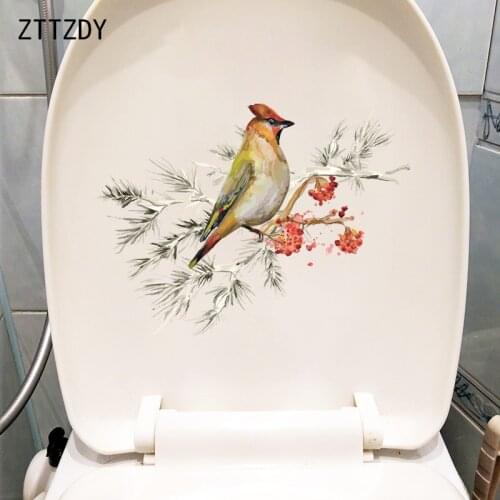 ZTTZDY 26.7CM×19.6CM Bird On Branch Funny WC Toilet Decoration Home Wall Sticker Accessories T2-0961