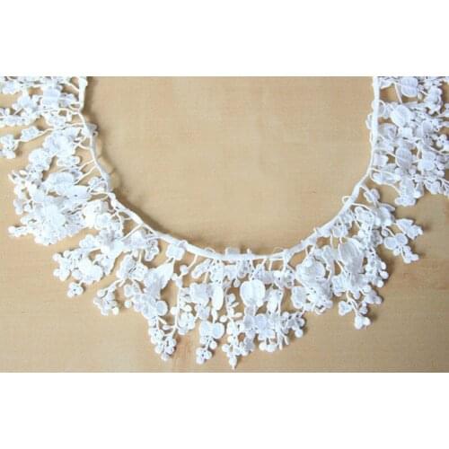 10yards/lot White polyester fringe Lace Trims Water Soluble Tassels lace DIY sewing Patchwork Hometexile Wedding Craft Decors