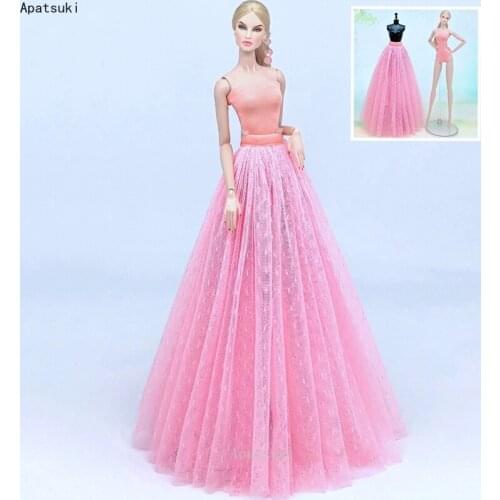 2pcs/set Pink Dotted Bikini Swimwear For Barbie Doll Clothes One-Piece Monokini Swimsuit & Skirt Dress 1/6 Dolls Accessories Toy