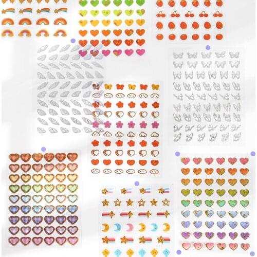 3 Sheets/pack Colorful Heart Fruit Moon Rainbow Sticker Self Adhesive Shiny Stickers For Arts Craft Greeting Cards Scrapbooking