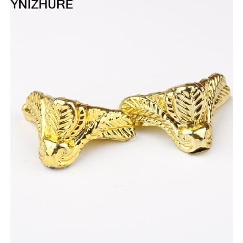 30pcs 24*30mm Antique Wood Box Golden plastic material leaves pattern Feet Leg Corner Protector Triangle Rattan
