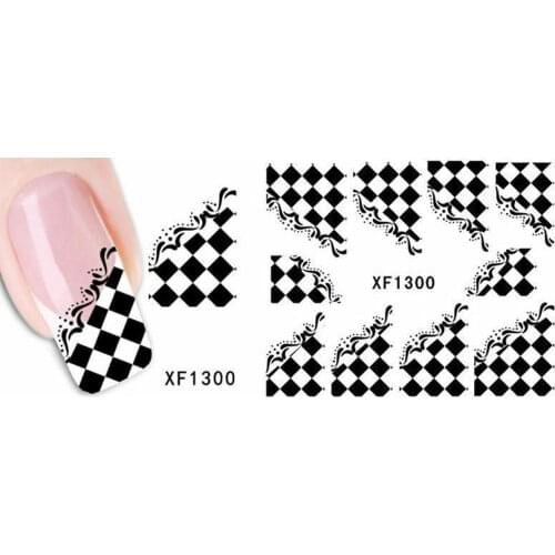 3D Nail Stickers Cute Cartoon Black Flower Water Transfer Paper Decal Manicure Art DIY Decoration Accessories