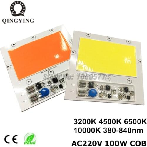 5pcs AC 220V 100W DOB High Power LED COB Chip For Grow Plant Light Full Spectrum 380-840nm Warm White Nature White Cold White