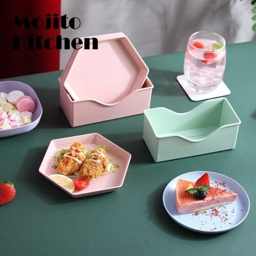 5pc Wheat Straw Tableware Reusable Household Dishware Seasoning Solid Soybean Dish Sauce Salt Snack Small Plate Kitchen Supplies