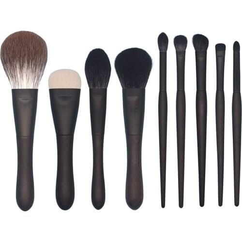 A99 Professional Handmade Makeup Brush Set 9pcs Soft Goat Fox Hair Face Powder Eye Shadow Brush Ebony Handle Make Up Brushes Kit