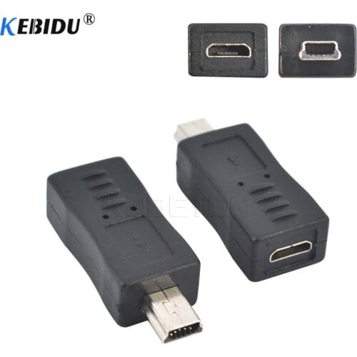 Kebidu Black Micro USB Female to Mini USB Male Adapter Connector Converter Adaptor For PC Phone Cables
