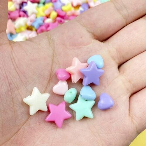 Acrylic Heart Beads Star Beads Cute Loose Beads Spacer Beads Bulk for Bracelets Jewelry Making DIY Crafts Necklace Accessories