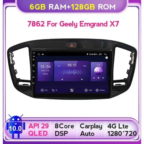 6G+128G 1280*720 QLED Android 10 For Geely Emgrand X7 Vision X6 Haoqing SUV 2014 - 2020 Car Radio Multimedia Video Player BT GPS