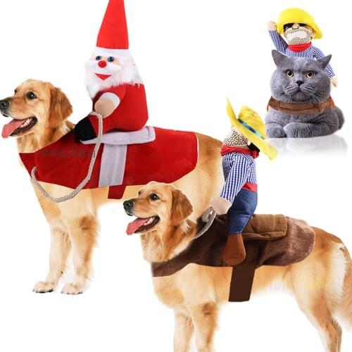 Big Dog Clothes Cat Pet Supplies Horse Riding Mutable Halloween Funny Costume Santa Claus Clothes Small Medium Large