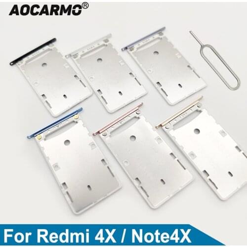 Aocarmo For Xiaomi Redmi 4X / Note 4X Nano Sim Card Holder Tray Dual TF SD Card Slot Replacement Part