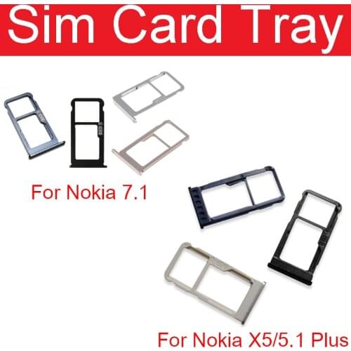SIM Card Tray Holder For Nokia 5.1 Plus X5 TA-1109 Sim SD Memory Reader Slot Socket Adapter Replacement Repair Parts