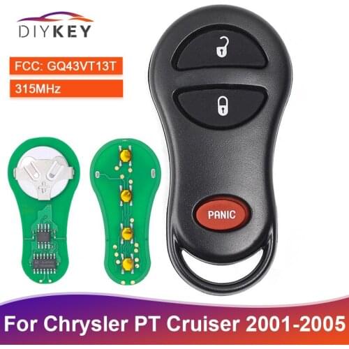 DIYKEY FCC ID: GQ43VT13T 3 Button Keyless Entry Remote Car Key Fob 315MHz for Chrysler PT Cruiser 2001 2002 2003 2004 2005