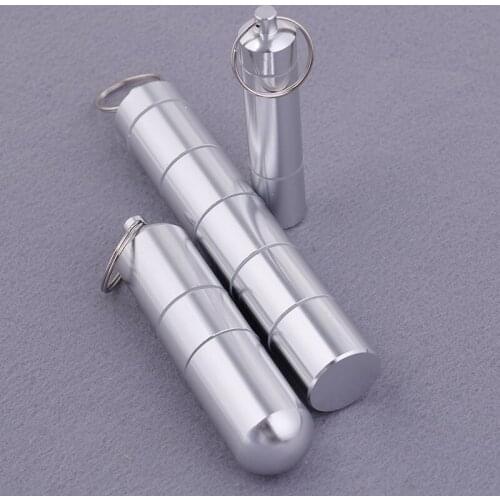JETTING Capsule Shape Aluminum Pill Case Keychain Waterproof Outdoor Pocket Pill Holder Container Seal Medicine Organizer Box