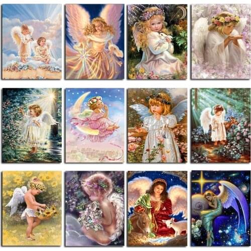 Round Diamond Painting Angel Diamond Cross Stitch Crystal Square Diamond Sets Unfinish Decorative Diamond Embroidery Angel 8Ts02