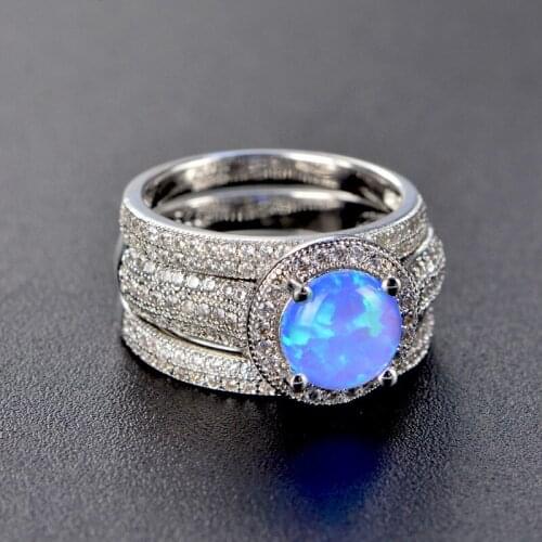 Hot Sale 5 Colors Opal Ring 100% 925 Sterling Silver 8MM Created Opal Gemstone Rings Women Wedding Anniversary Fine Jewelry Gift