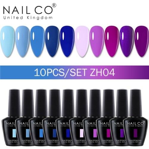 NAILCO 15ml 10pcs/Set UV Color Gel Nail Polish Gel Varnish Lacquer Gelpolishes Vernis Semi Permanant Extension Nail Art Soak Off