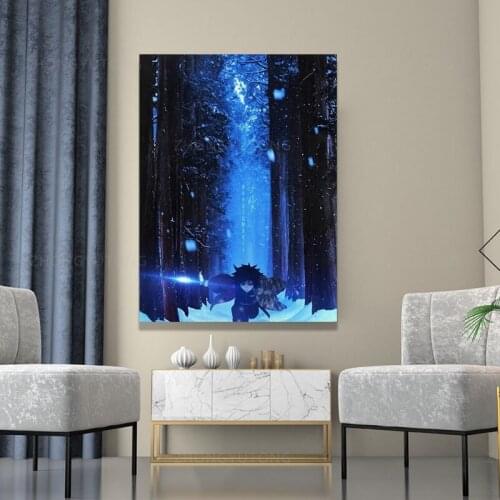Wall Art Home Decoration Giyuu Tomioka Canvas Painting Anime Forest Picture Hd Print Modular Poster For Boy Room