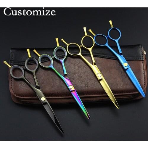 Customize professional 5.5 inch japan steel hair salon scissors set cutting barber makas thinning shears hairdressing scissors