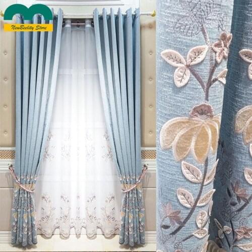 Simple Curtain Tulle 2021 New Embroidered Curtains for Modern Living Room Bedroom Nordic Luxury Blackout Soundproof Curtains