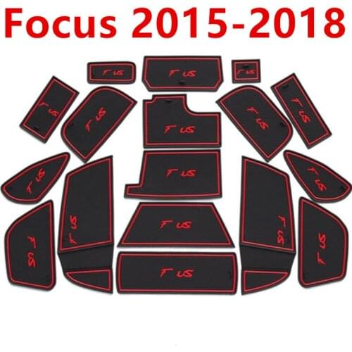 Anti-Slip Gate Slot Mat Rubber Coaster for Ford Focus 3 3.5 MK3 2015 2016 2017 2018 facelift ST RS Accessories Car Stickers 17Pc