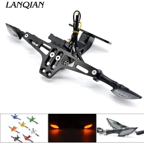 Motorcycle Adjustable License Number Plate Frame indicator lights Bracket For Yamaha TMAX530 TMAX 500 YBR 125 XMAX XJ6 XJR1300