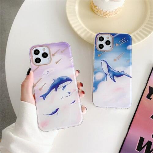 Luxury Beautiful Dolphin Pattern Armor Protect Back Cover Case For iPhone 12 Pro Max 11 XR XS X 8 7