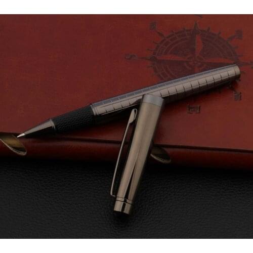 High quality 0.5M Nib Rollerball Pen metal gift ball point pen Gun gray Chessboard Stationery Student Office school supplies