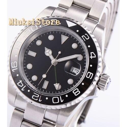 Sapphire Crystal BLIGER 40MM Black Sterile Dial Mens Watch Ceramic Bezel Automatic Movement Luminous Wristwatch