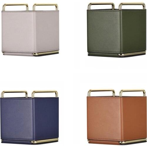 Detachable Desktop Storage Box Leather Remote Control Holder Desk Office Supplies For Calculator Mobile Phone Pen