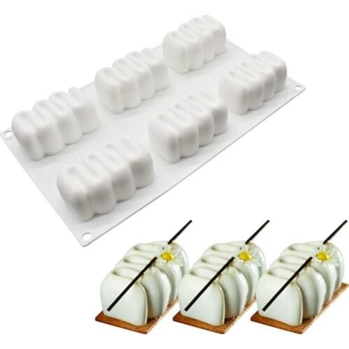 Silicone Cake Mold 6 Hole Curved Cream Cake Decorating Tools For Baking Mousse Chocolate Sponge Moulds Pans Mould