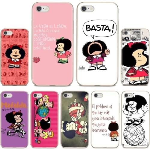 For Samsung Galaxy J1 J2 J3 J4 J5 J6 J7 J8 Plus 2018 Prime 2015 2016 2017 EU Silicone Bag Case Cartoon Mafalda Girl