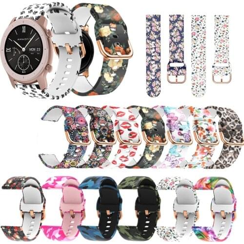 20mm Printing Silicone Watchband for Huami Amazfit GTR 42mm for Bip Lite S U GTS 2 Neo Camo Soft Band Strap