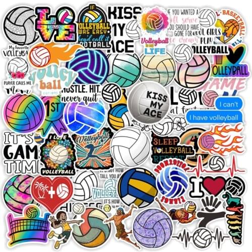 10/30/50PCS Volleyball Sports Series Cartoon Cute Fashion Graffiti Car Sticker Notebook Helmet Refrigerator Sticker Wholesale