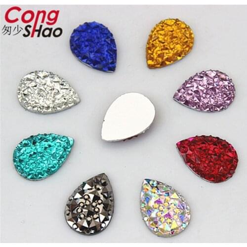 Cong Shao 100pcs 10*14mm Colorful Drop Shape Flatback Resin Rhinestone Applique Stones And Crystals Garment Accessories 8Y411