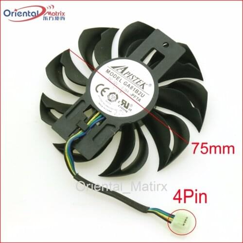 Free Shipping GA81B2U - PFTA 12V 0.38A 4Pin 75mm VGA Fan For Dataland RX460 Graphics Card Cooler Cooling Fan