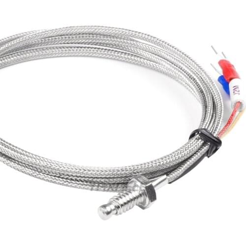 M6 Screw Probe K Type J Type Thermocouple 1m 2m 3m Industrial Temperature Sensor Cable Wire 0-400 Degree for PID Controller