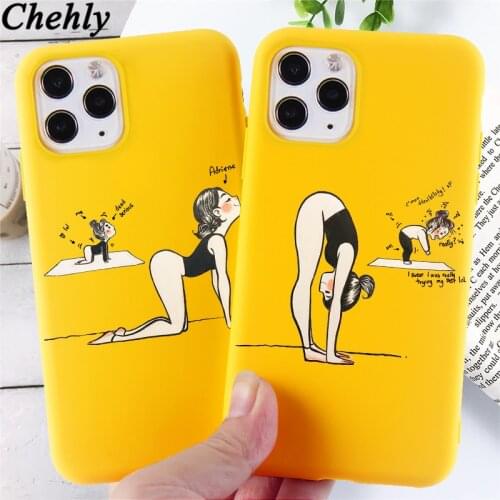 Funny Yoga Phone Case for iPhone 6s 7 8 11 12 Mini Plus Pro X XS MAX XR Girl Cases Soft Silicone Fitted TPU Accessories Covers