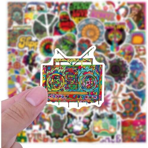 10/50PCS Hippie Bus Stickers Peace Signs Waterproof Decal Sticker To DIY Laptop Luggage Snowboard Car Toy Sticker for Kids