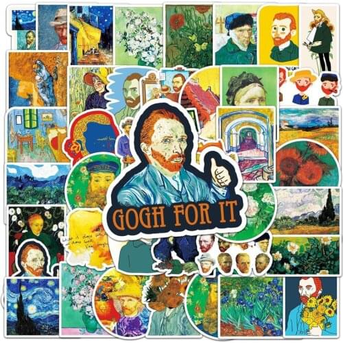 10/50PCS Waterproof PVC The Painting Of Van Gogh Stickers Suitcase Guitar Scrapbooking Laptop Skateboard Cool Sticker Kids Toys