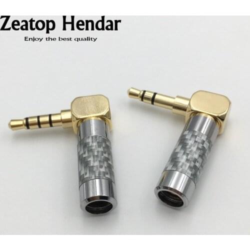 10Pcs Right Angle 3.5mm 3 4 Pole Stereo Male Audio Plug Carbon Fiber Jack for DIY Repair Earphone Headphone Solder Connector