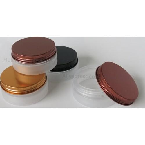 30pcs/lot 80ml Refillable Empty Frost Pet Jar with Gold Metal Cap 80cc Plastic Cosmetic Container